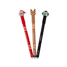 set de 3 bolis borrables bo-bo - papá noel, pingüino y reno-8445641071682