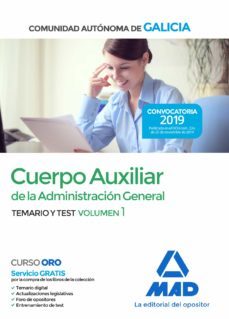 Imagen Principal de Cuerpo Auxiliar de la Administración General de la Comunidad Autónoma de Galicia. Temario y test volumen 1