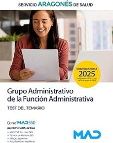 grupo administrativo de la funcion administrativa. test del temario. servicio aragones de salud 2025-9791370281212