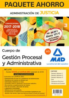 paquete ahorro gestion procesal y administrativa (turno libre). a horra 101 &@x020ac; (incluye temario volumenes 1, 2 y 3; test; supuestos practicos; simulacros examen y acceso campus oro)-9788414213322