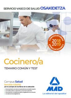 cocinero/a de osakidetza-servicio vasco de salud. temario comun y test-9788414216422
