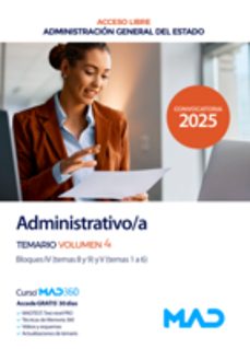 administrativo del estado. temario volumen 4 bloques iv y v-9788414299852