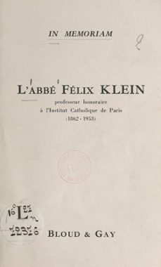 l'abbe felix klein (ebook)-maurice nedoncelle-9782307177982