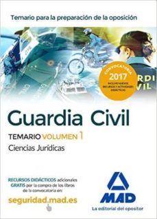 guardia civil temario para la preparacion de oposicion. ciencias juridicas volumen 1-9788414200582