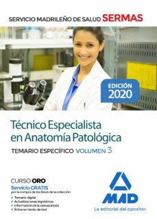 tecnico especialista en anatomia patologica del servicio de salud de la comunidad de madrid: temario especifico (vol. 3)-9788414237182