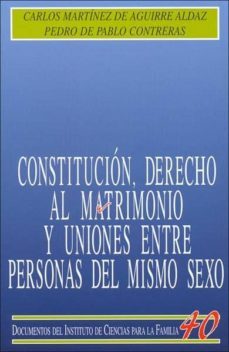 constitucion, derecho al matrimonio y uniones entre personas del mismo sexo-carlos martinez de aguirre-pedro de pablo contreras-9788432136382