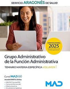 grupo administrativo de la funcion administrativa. temario materia especifica volumen 1. servicio aragones de salud 2025-9791370281182