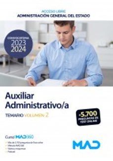 auxiliar administrativo de la administracion general del estado (acceso libre). temario vol. 2-9788414274392