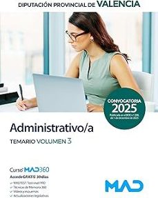 administrativo/a de la diputacion provincial de valencia. temario volumen 3-9791370283292