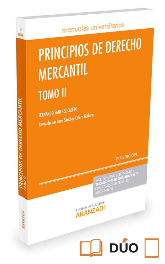 ARANZADI PRINCIPIOS DE DERECHO MERCANTIL, TOMO II FERNANDO SANCHEZ CALERO Casa del Libro